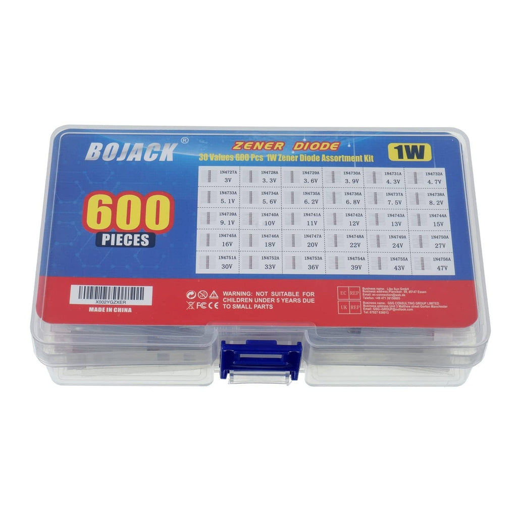 Zener diode assortment kit, closed clear case with blue 600-piece 1W label
