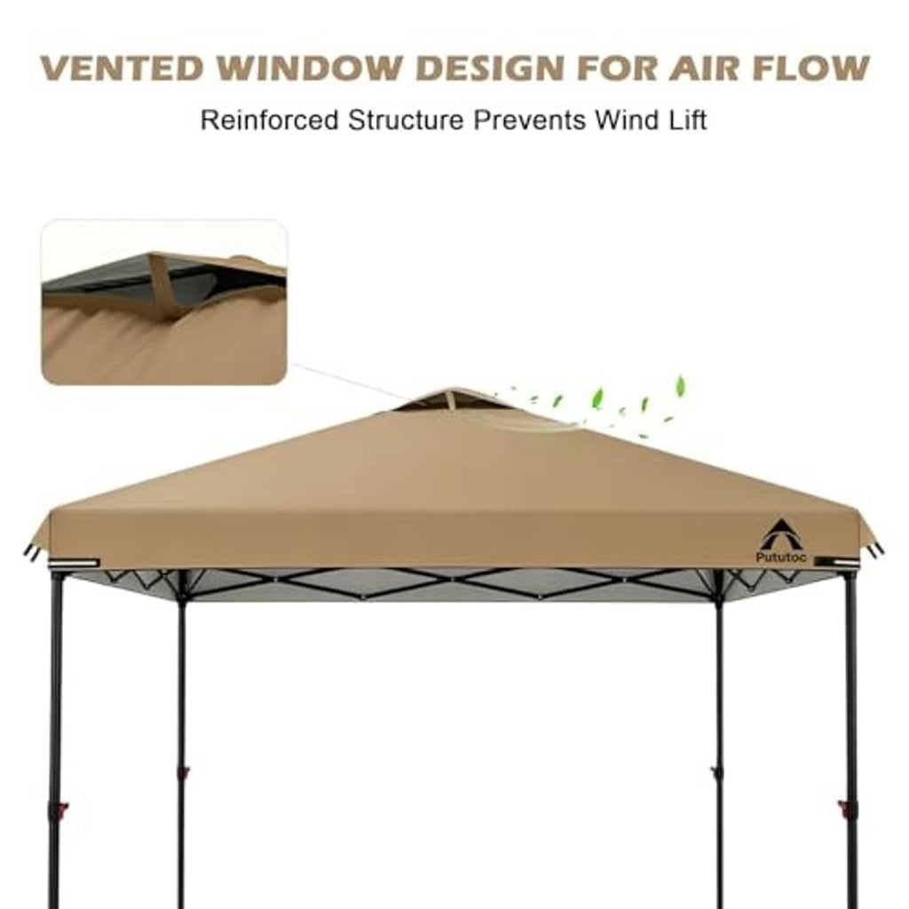 Khaki replacement canopy top cover with vented window design for airflow