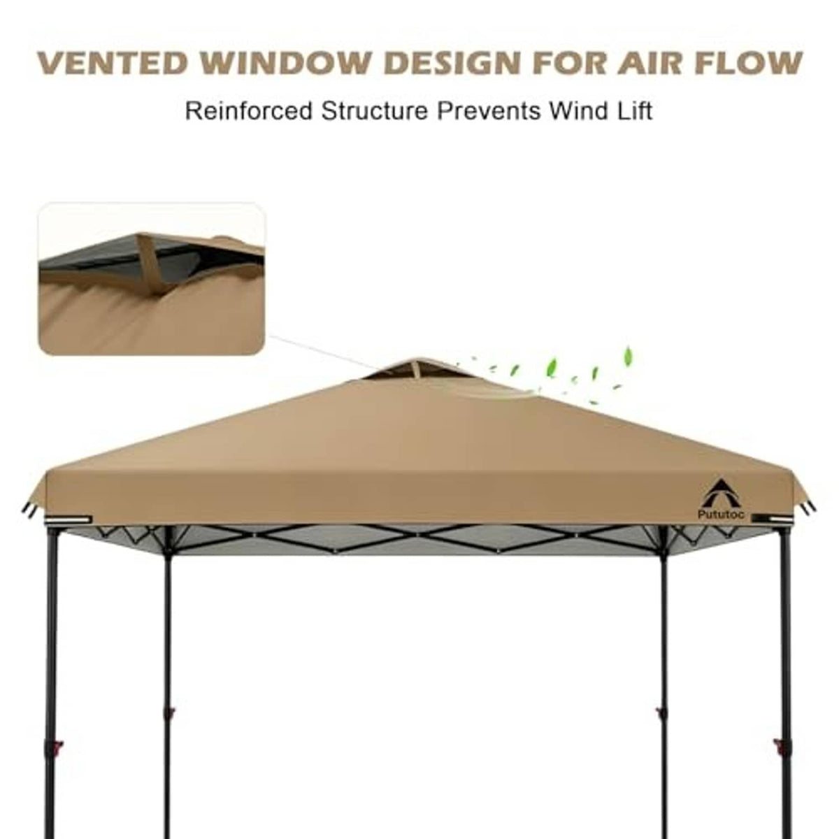 Khaki replacement canopy top cover with vented window design for airflow