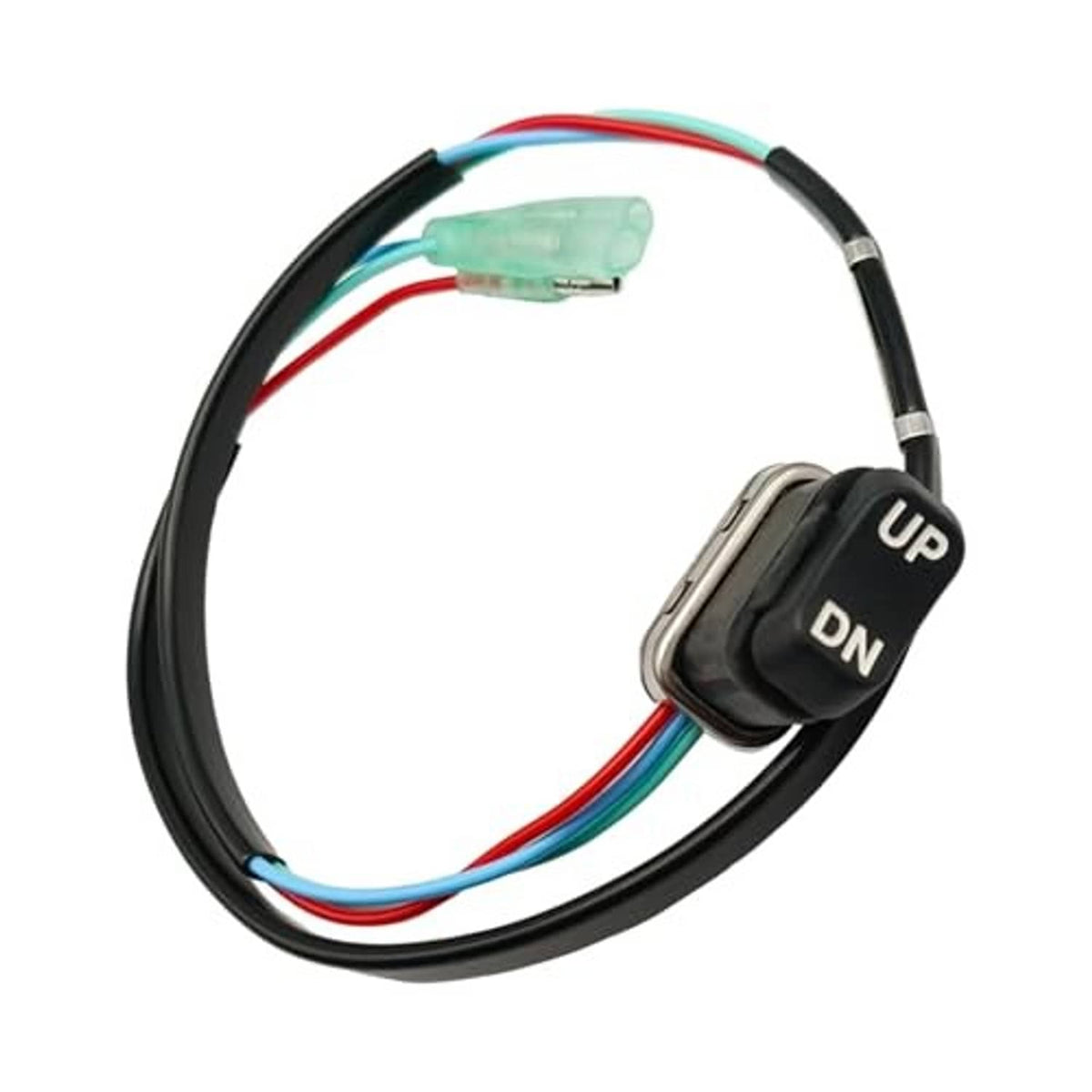 Outboard trim & tilt remote switch with UP/DN rocker on black cable and colored leads