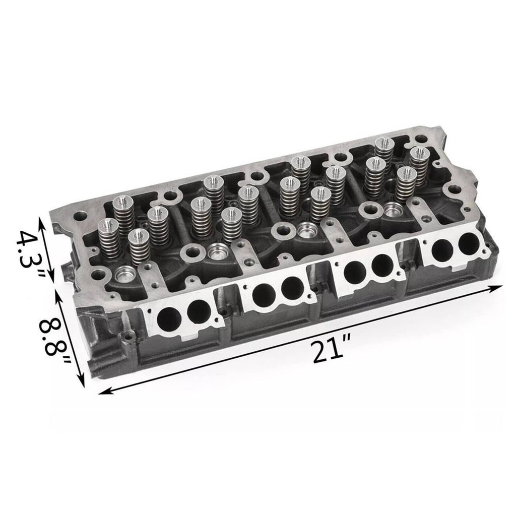 Engine cylinder head with valve springs and intake/exhaust openings, silver-gray cast metal.