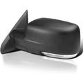 Black power folding side mirror housing with integrated LED turn signal and heated glass