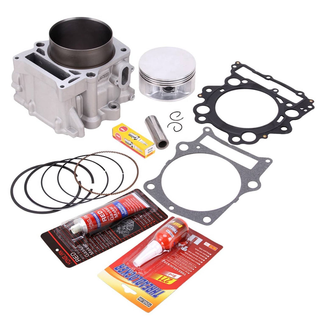 Cylinder gasket kit with piston, rings, black head gaskets, and red sealant tubes