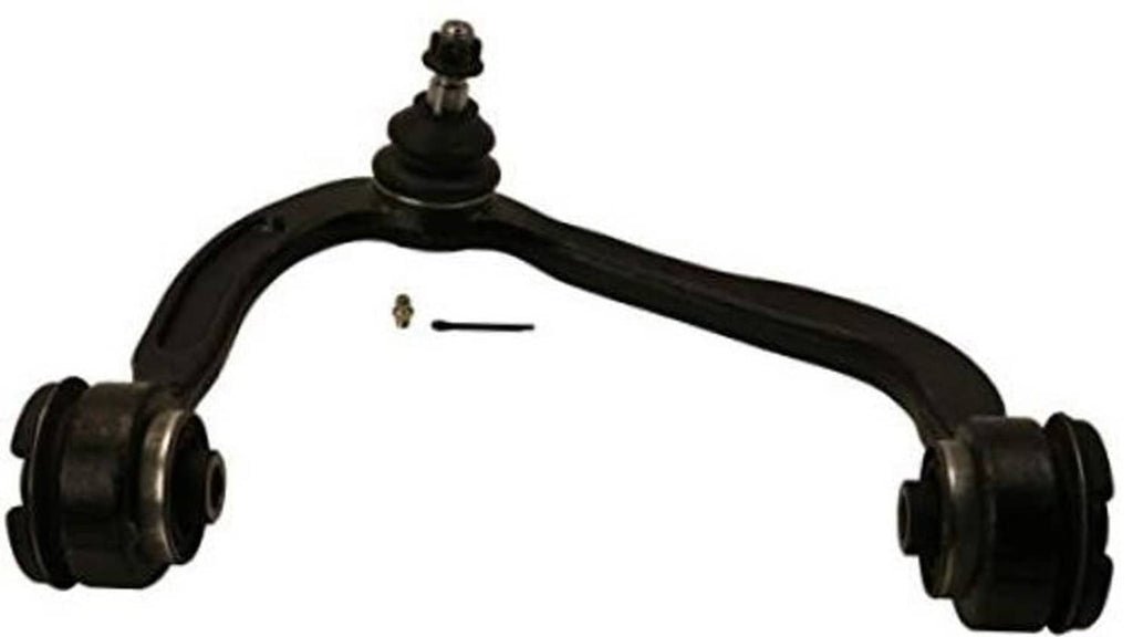 Front suspension control arm and ball joint assembly with black rubber bushings