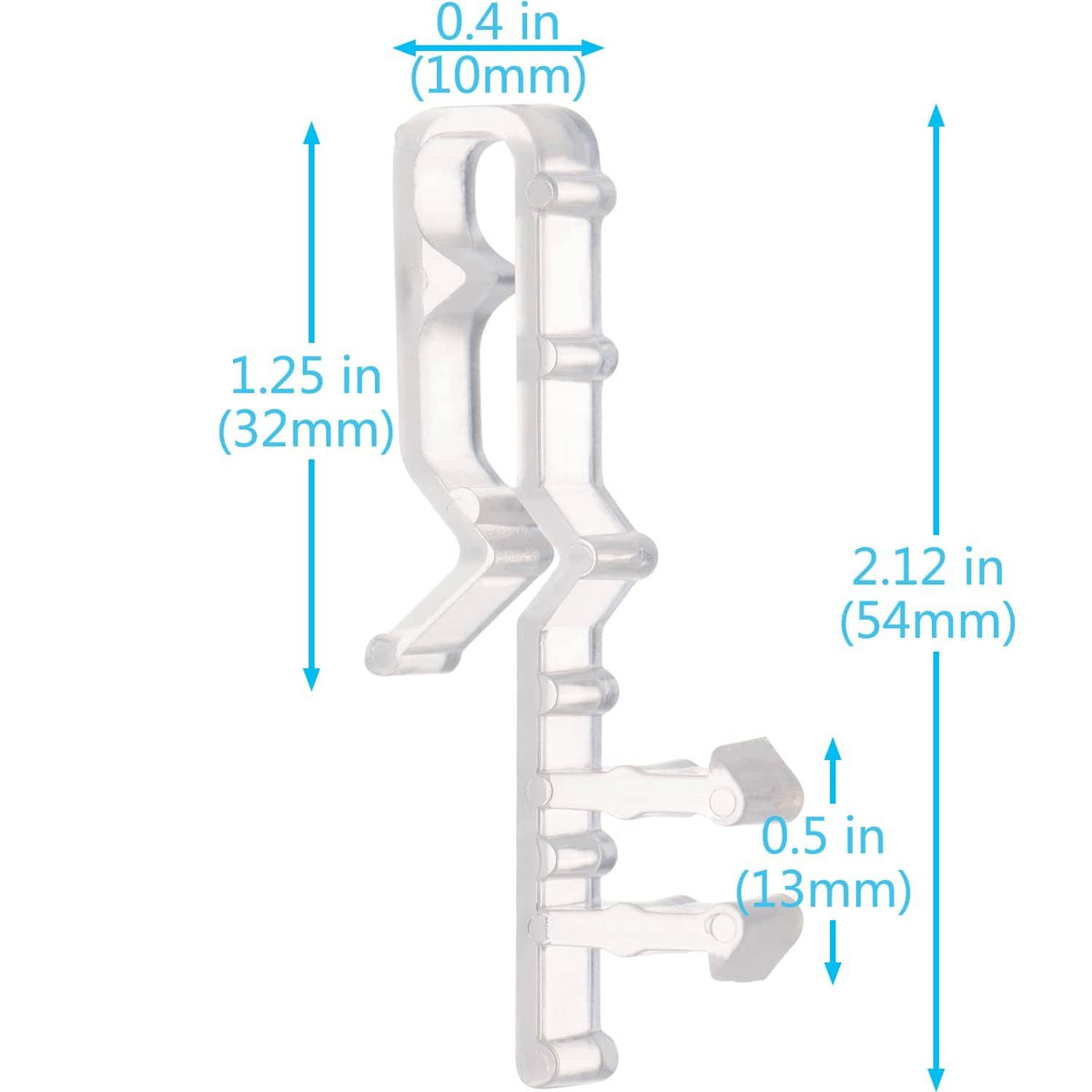 Valance clip size diagram: 2.12 in tall, 1.25 in high, 0.5 in width