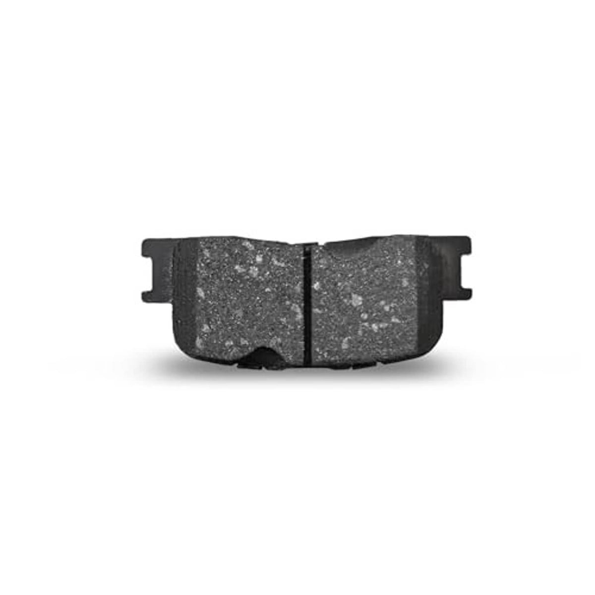 Close-up of dark gray ceramic brake pad friction surface with speckled texture
