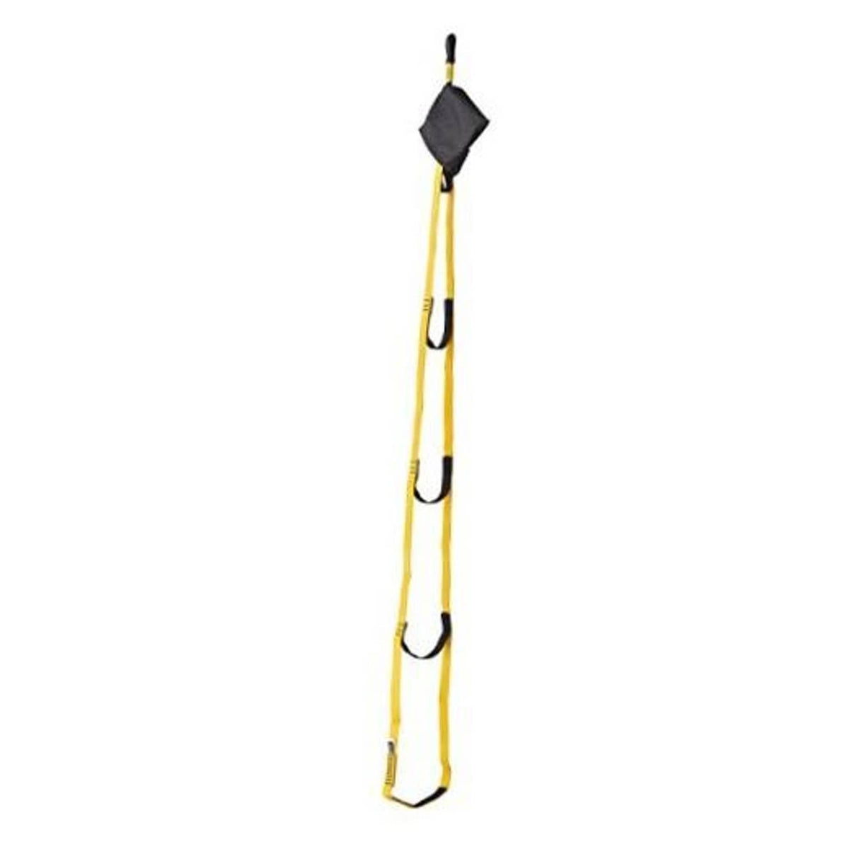 Yellow climbing pocket aider with black straps and small pouch