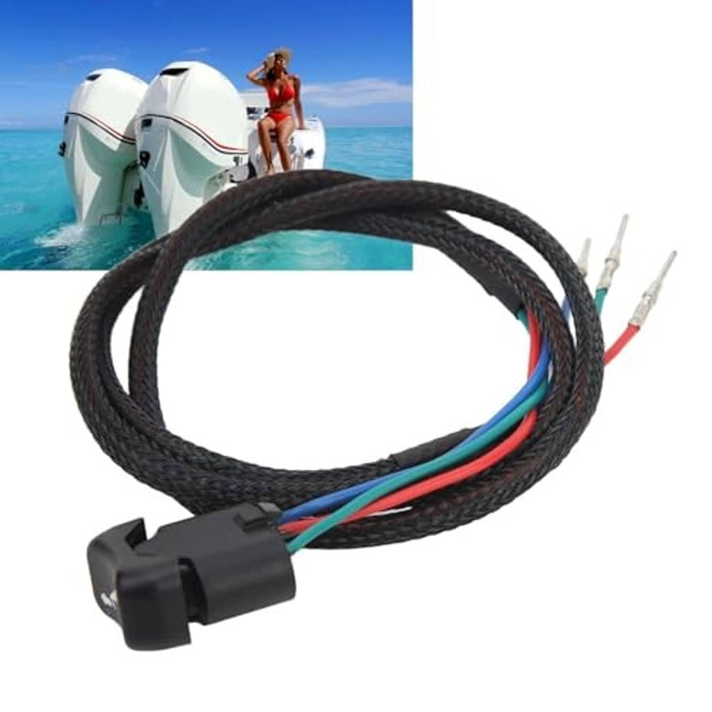 Outboard trim tilt switch wiring harness with black module and multicolor wire leads