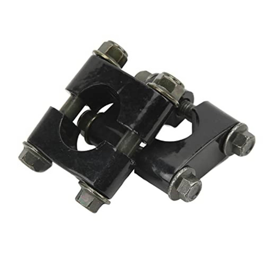Black handlebar riser clamp bracket with angled view and side mounting bolts