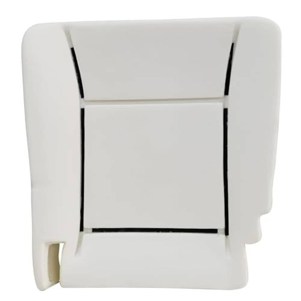 White front driver-side seat bottom foam cushion with two black vertical support rails