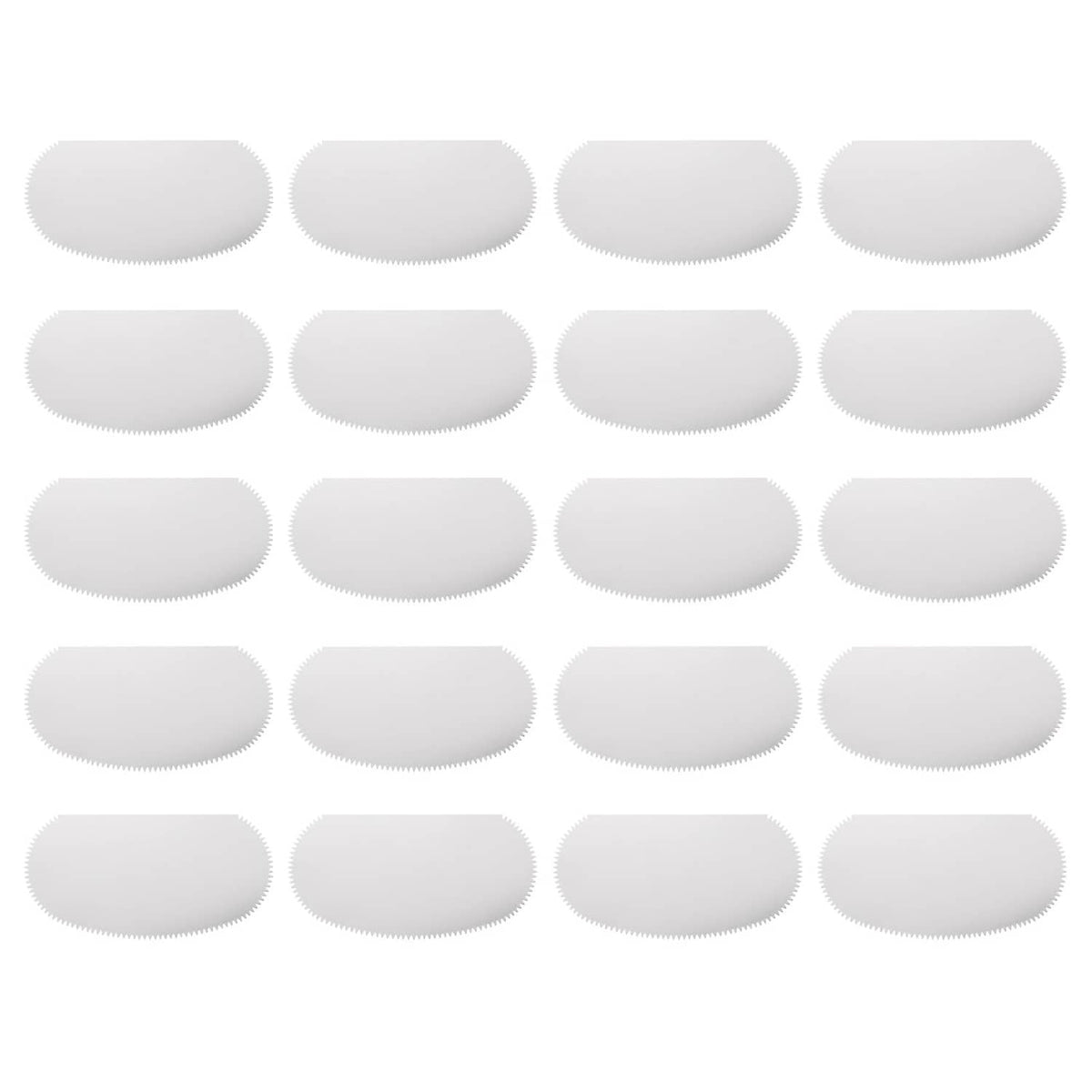 Stainless steel clay scraper set, 4 rounded blades with serrated edges, silver tone