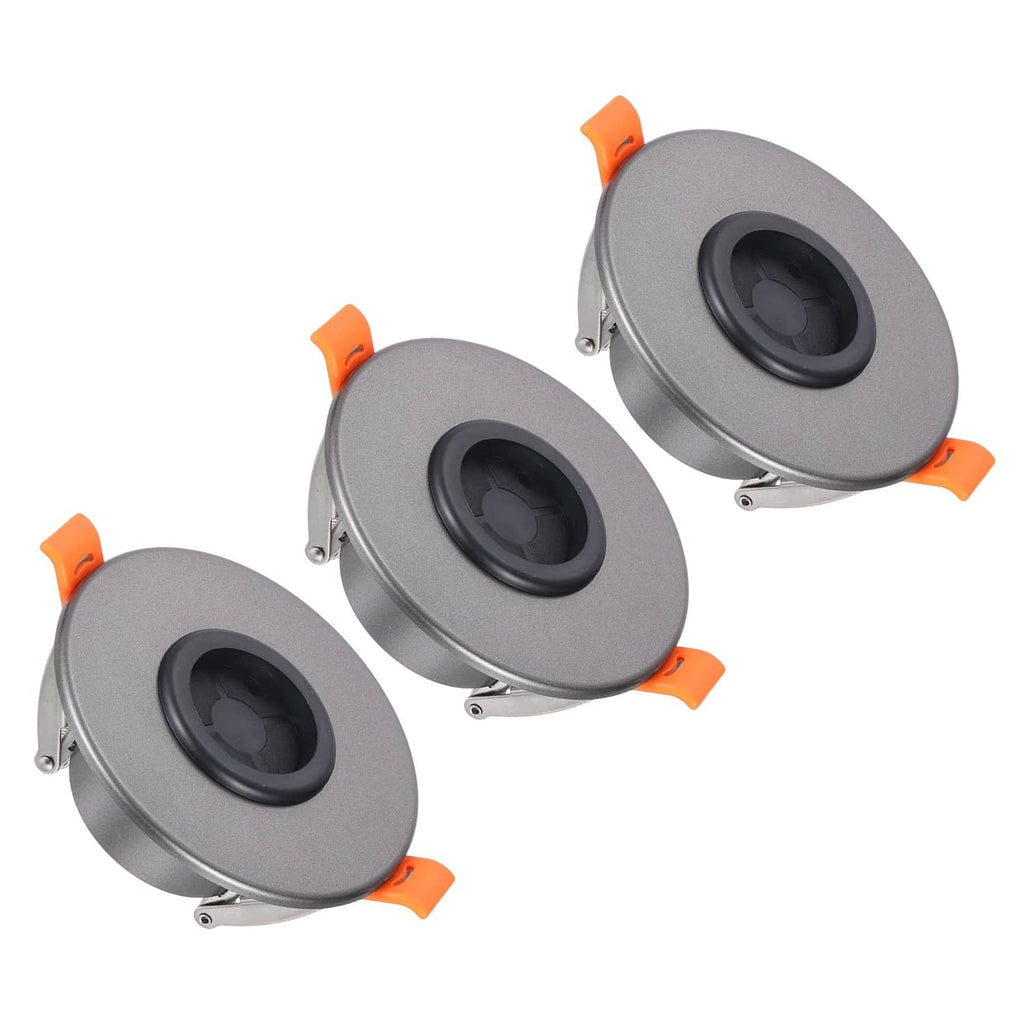 3-pack spring-lock cable pass-through ports, dark gray round housings with orange clips