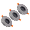 3-pack spring-lock cable pass-through ports, dark gray round housings with orange clips