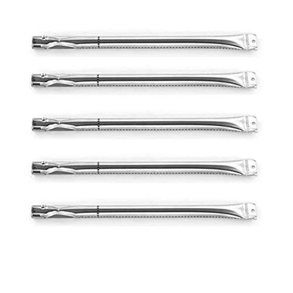 Straight stainless steel grill burner tubes, 5-pack with ribbed center and end tabs