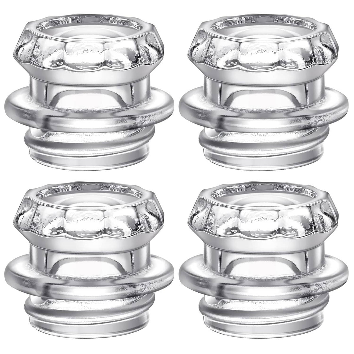 Set of four coffee percolator replacement top inserts, stainless steel with clear glass center