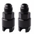 Black AN6 fuel adapter fitting with threaded ends and hex connection collar