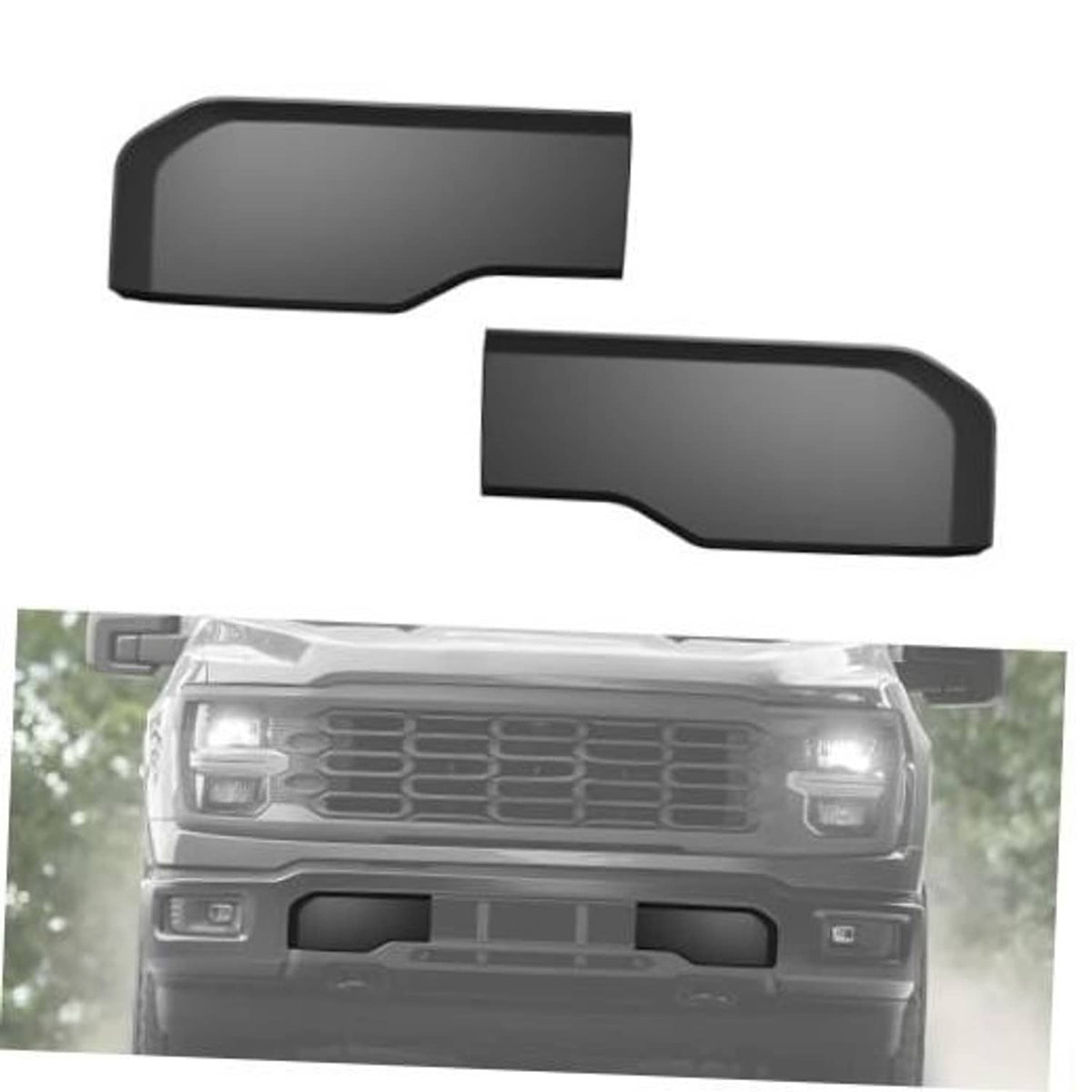 Front bumper guard pad inserts, two matte dark gray pieces shown side by side