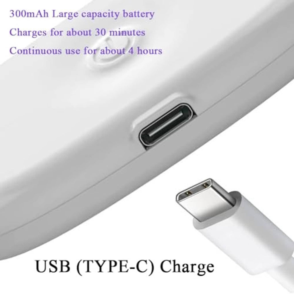 White LED interior light with USB-C charging port, oval ceiling-mount housing