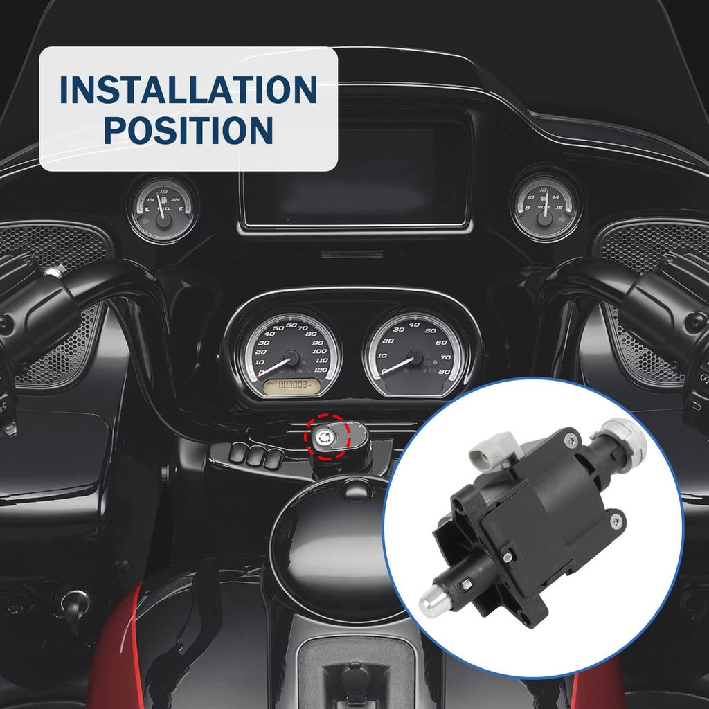 Ignition switch housing assembly shown in dashboard install position, black with metal tip