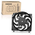Radiator cooling fan assembly with black shroud and multi-blade fan, boxed