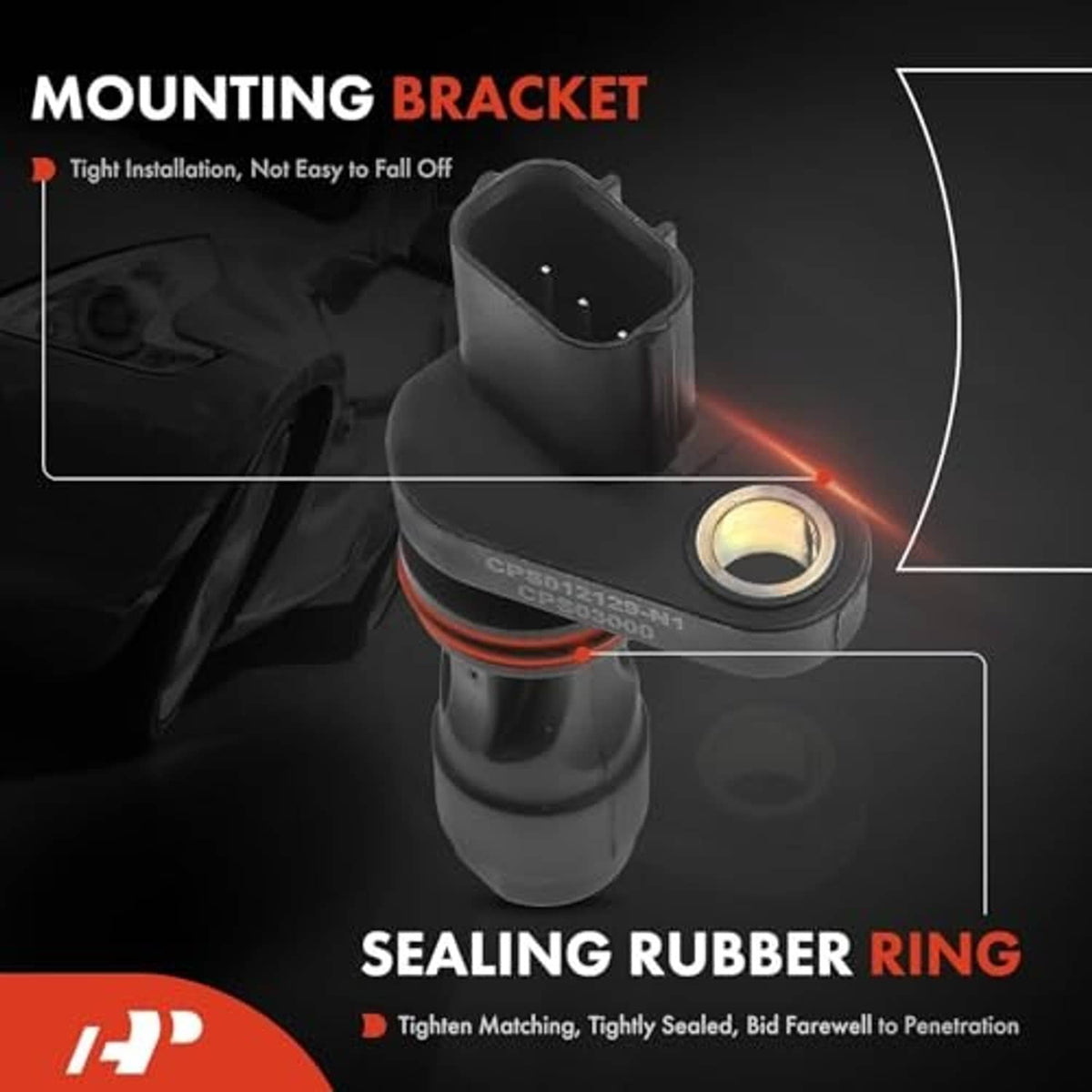 Crankshaft position sensor with mounting bracket and sealing rubber ring