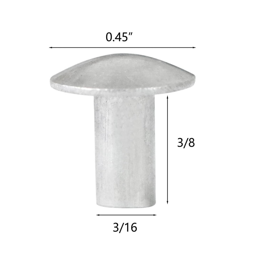 3/16 x 3/8 in brazier head solid aluminum rivet, silvery metal head