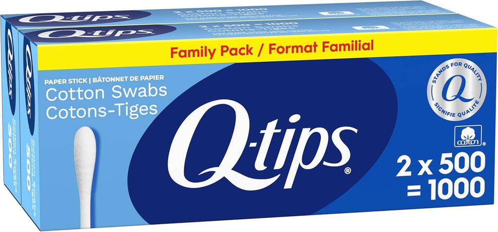 Cotton swabs pack with two boxes, 500 count each (1,000 total)
