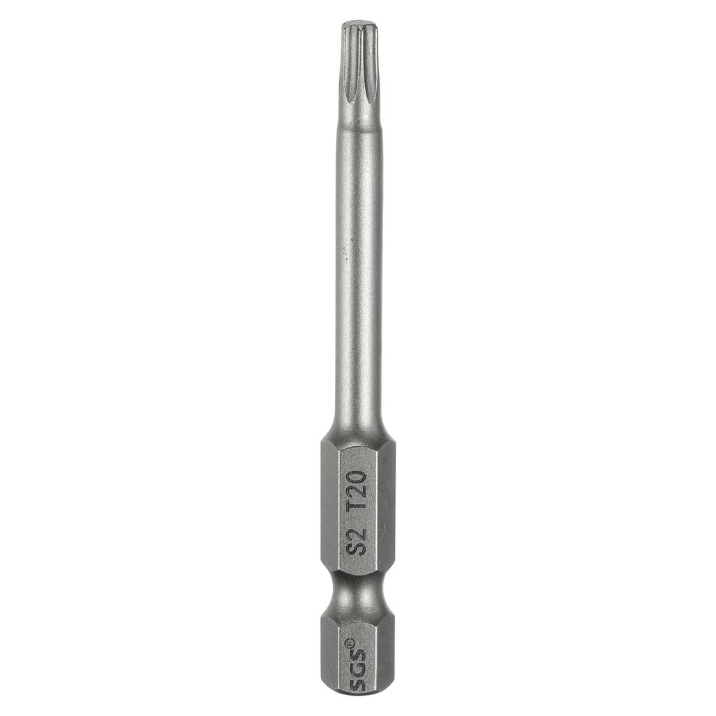 Gray Torx T20 screwdriver bit with shank and embossed size marking