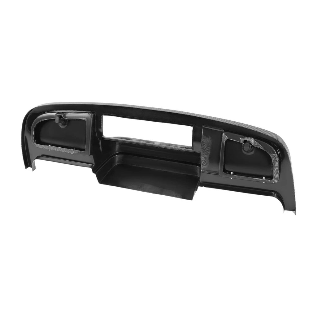 Carbon fiber style dashboard dash cover with two side storage areas and central cutout