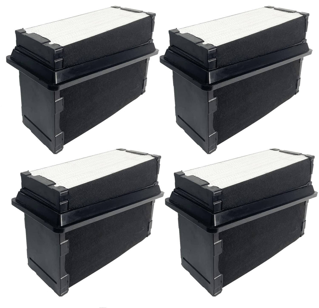 Set of 4 truck engine air filters, black housing with pleated gray filter media