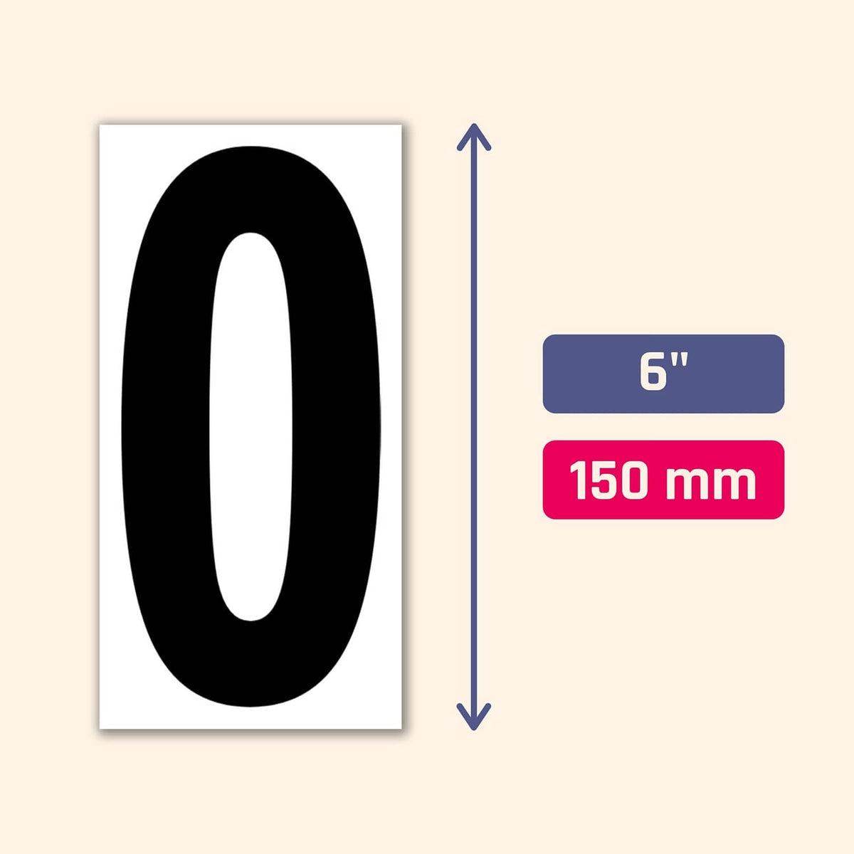 Black vinyl number sticker “0”, about 6 in height