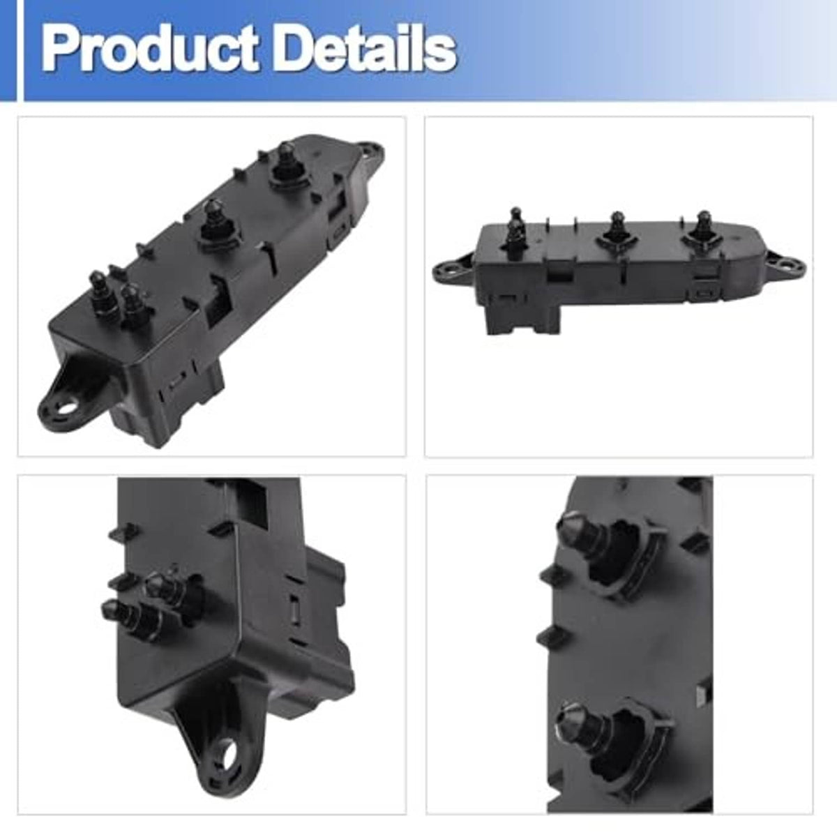 Power seat control switch module, black plastic with four terminal posts and mounting loops