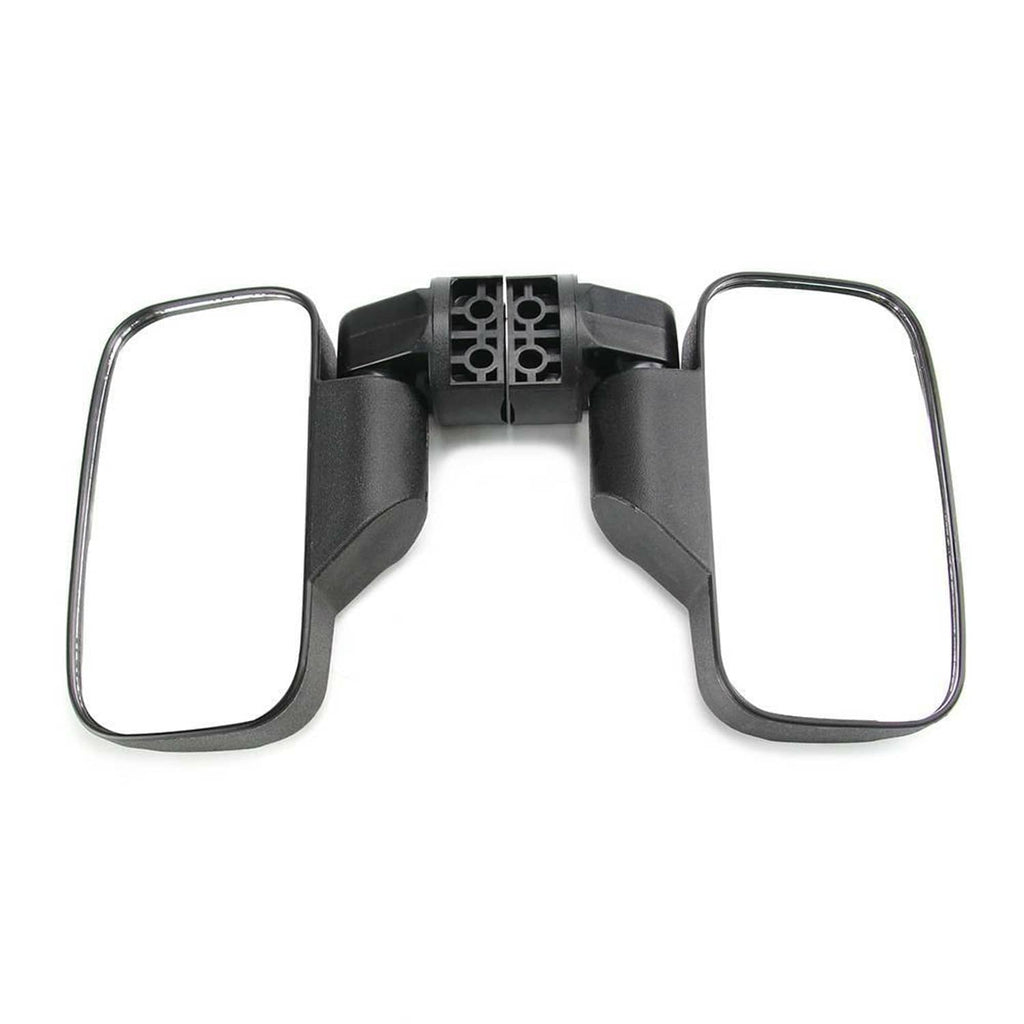 UTV pair side mirrors with silver mounting arms and black corner housings