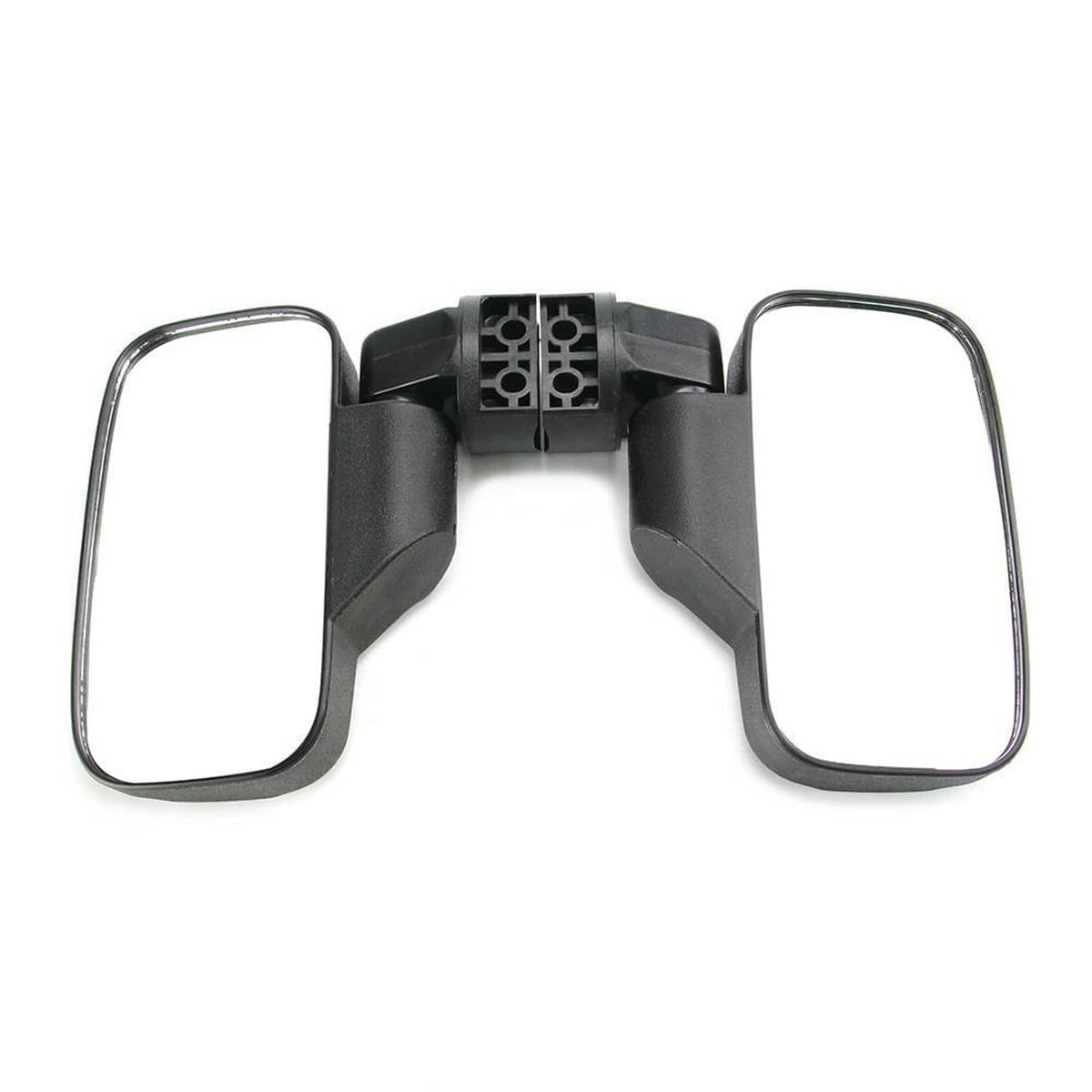UTV pair side mirrors with silver mounting arms and black corner housings