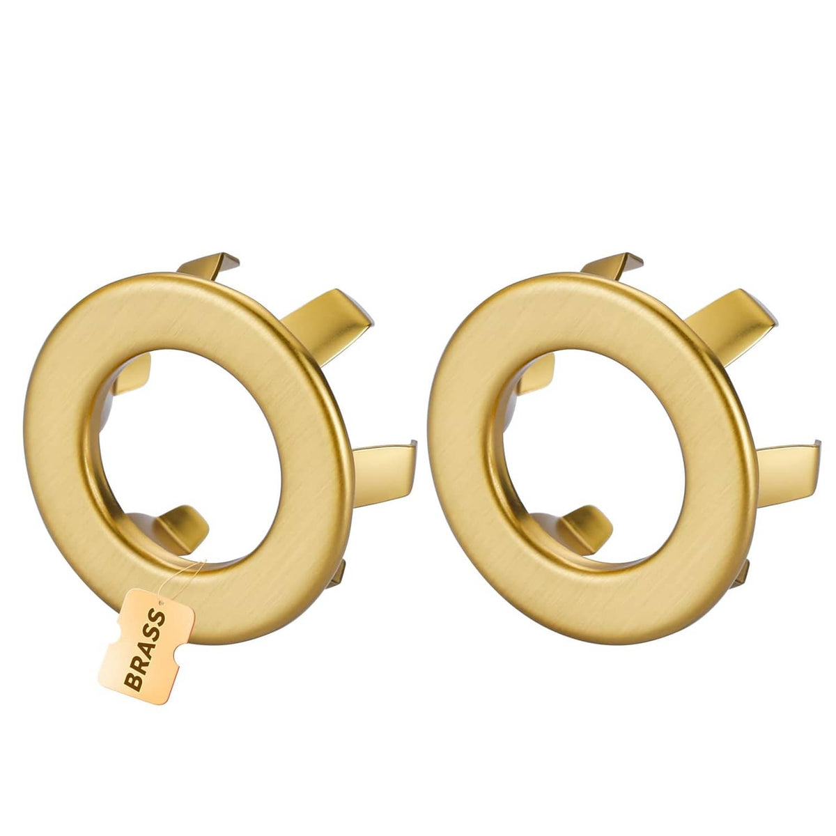 ARCORA brushed gold sink overflow rings, two-piece set with cutout and tabs