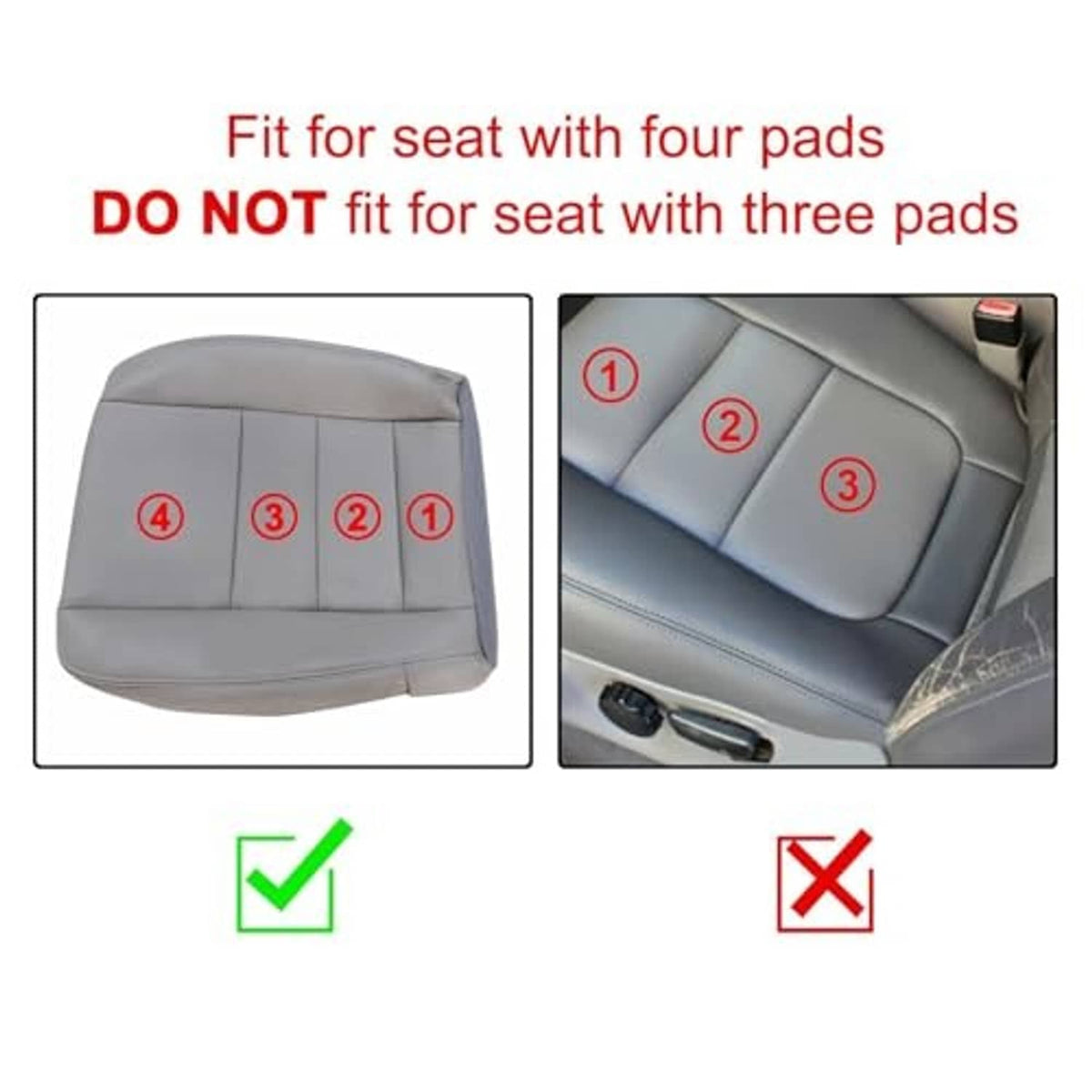 Off-white seat foam cushion pad with four segmented pad areas