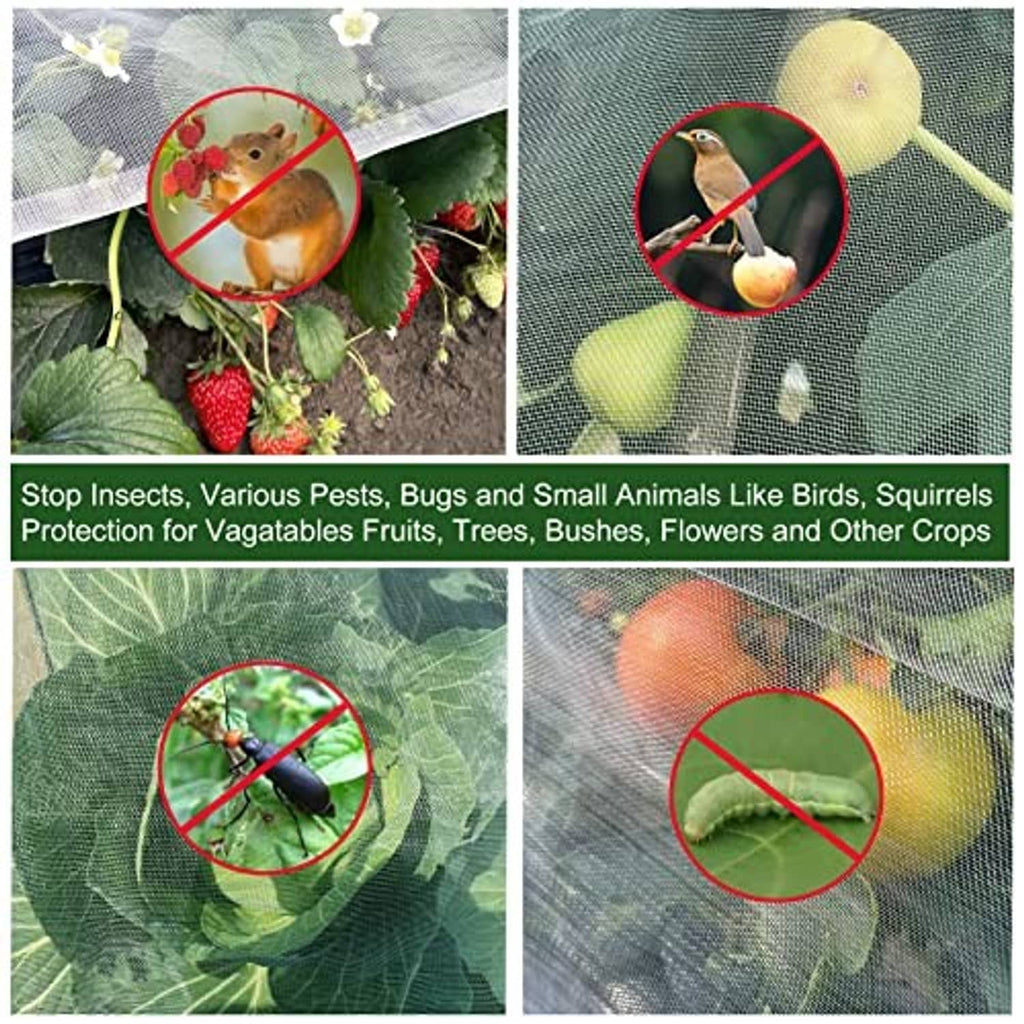 Ultra fine mesh plant cover with pest-blocking design over fruits, veggies, and plants