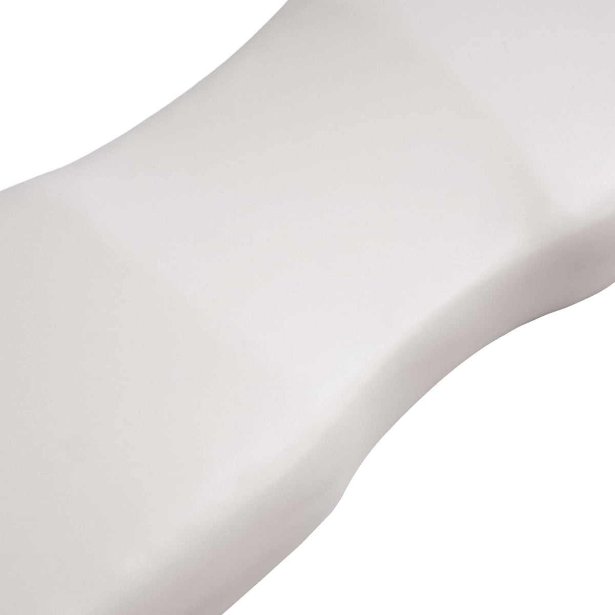 White seat cushion cover with smooth molded shape and curved edges