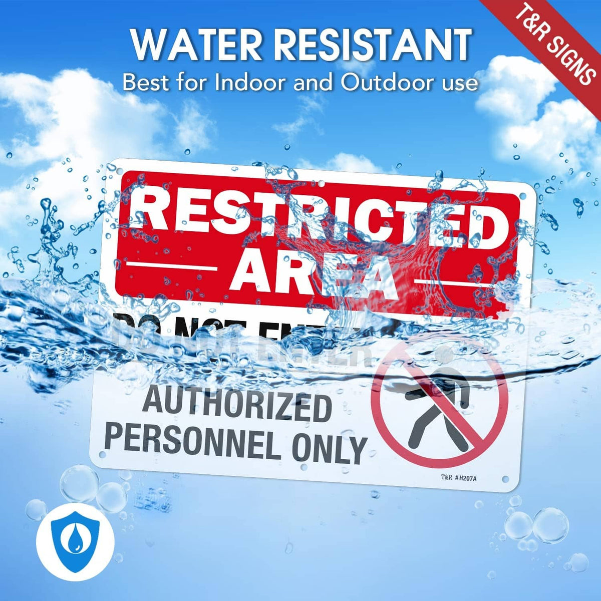 Red water-resistant restricted area sign with 'DO NOT ENTER' and no-entry icon