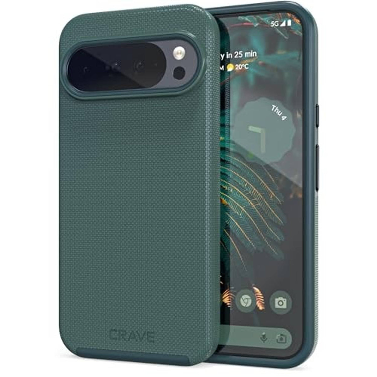 Forest green textured phone case covering the back and sides for Pixel 10 Pro XL