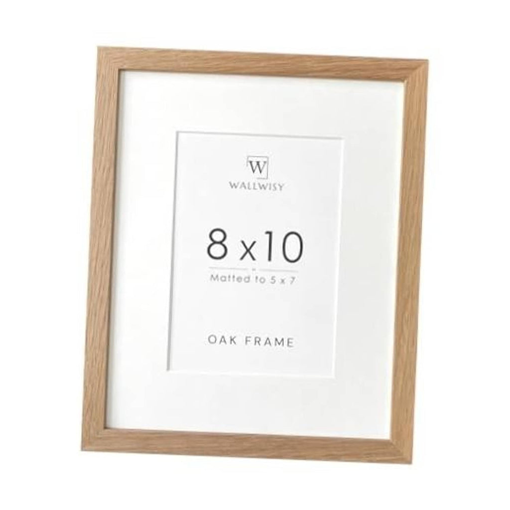 Natural oak 8x10 photo frame with white mat and window for artwork