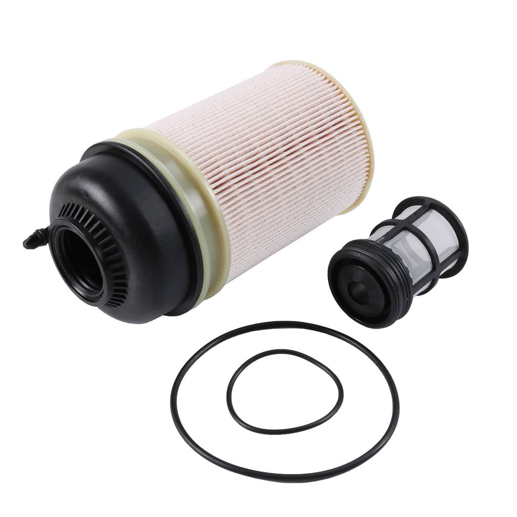 Fuel filter cartridge with black end caps, small filter housing, and seals
