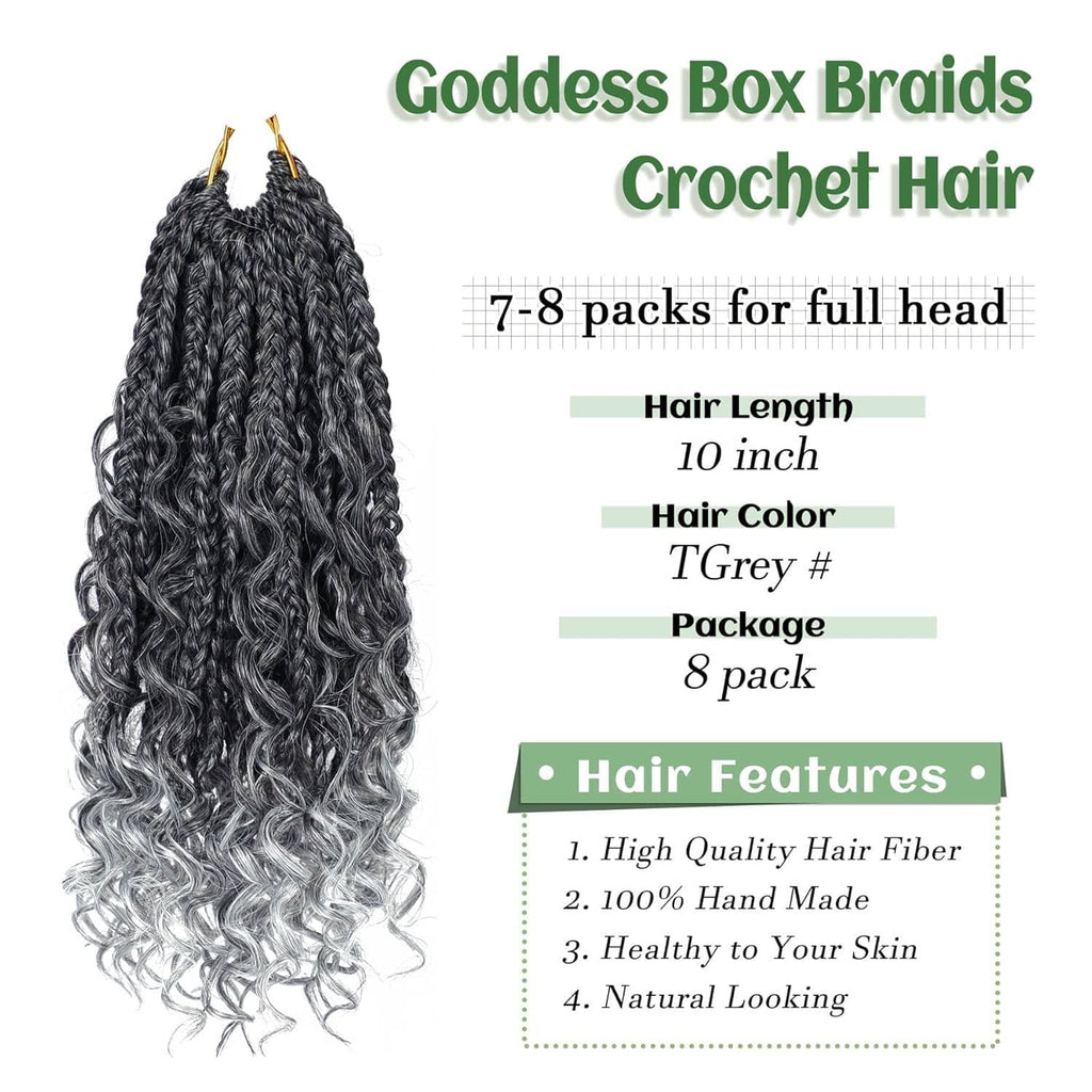 Dark gray crochet box braid hair bundle with wavy curls and light gray ombre ends