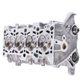 Aluminum cylinder head with camshaft bearing caps and rocker arm housings, side view
