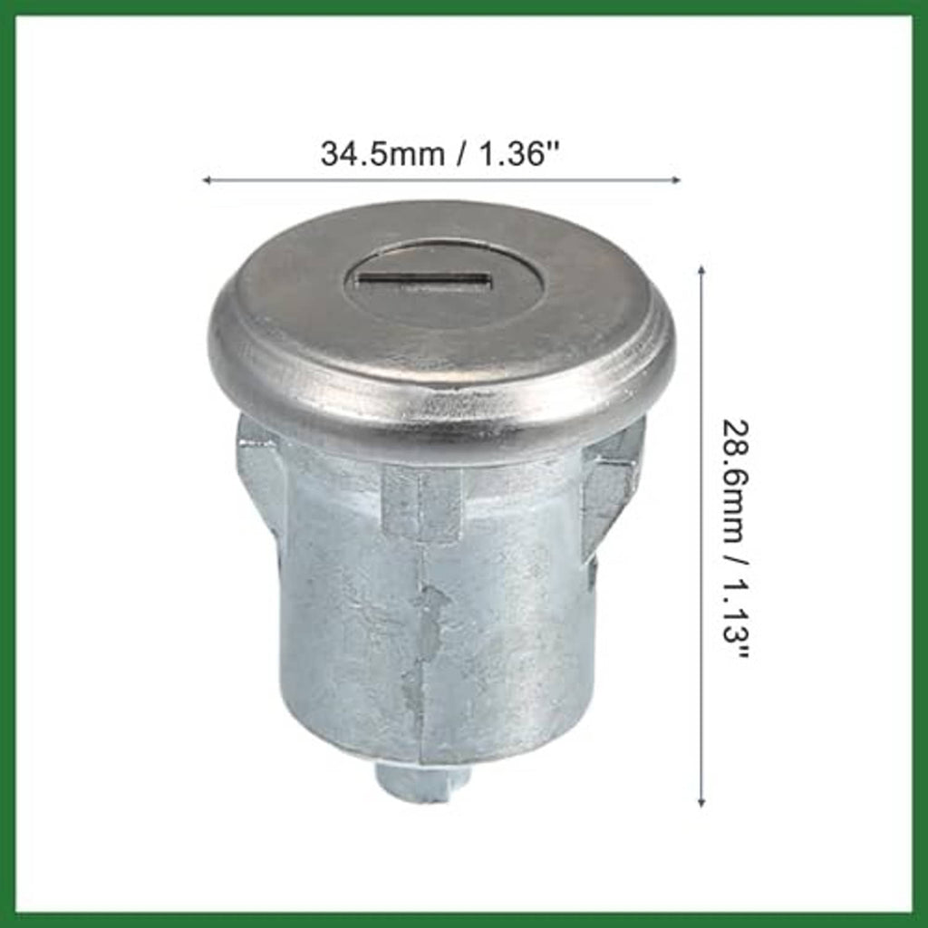 Car door lock cylinder dimensions: 34.5 mm wide, 28.6 mm tall, silver metal