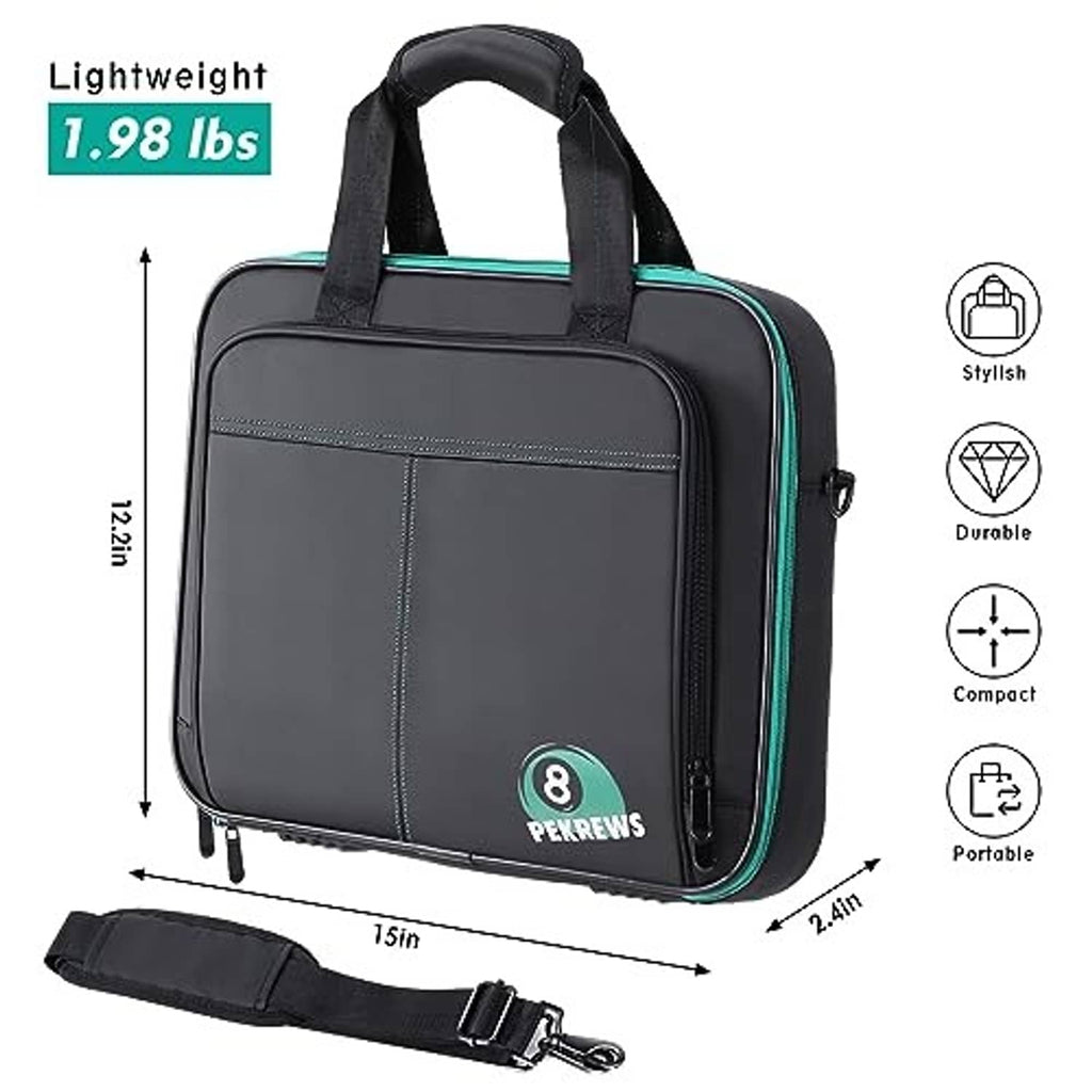 Lightweight padded billiard ball case with top handle and adjustable shoulder strap