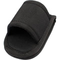 Open-top black flashlight holder pouch with textured nylon weave.