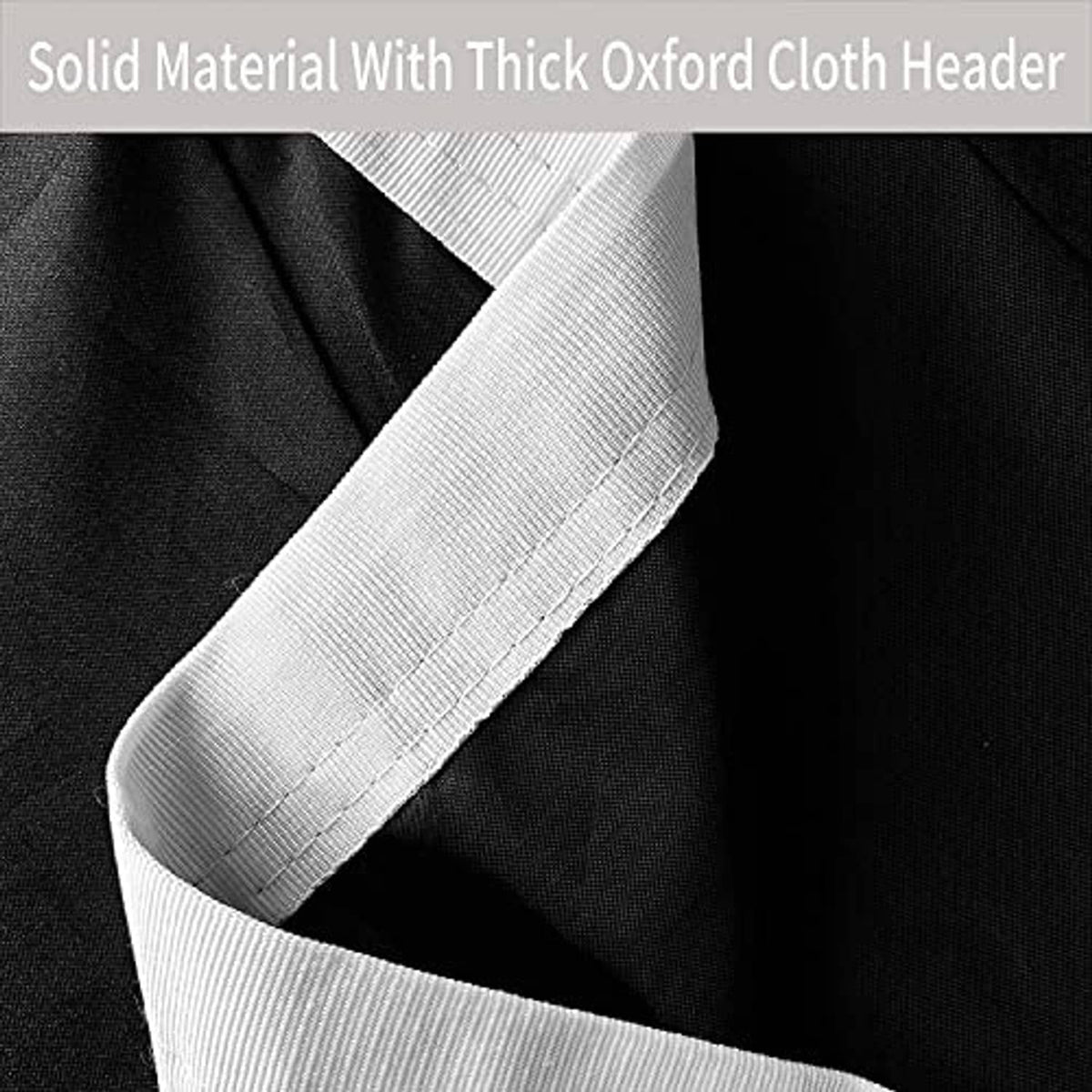 Black flag fabric with white stitched hem and thick oxford cloth header
