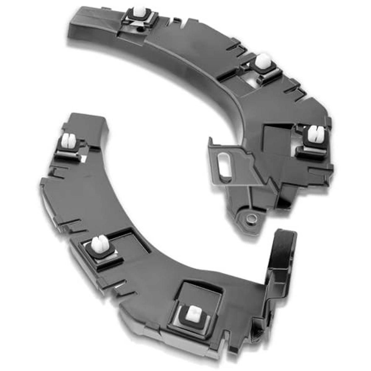 Rear bumper fascia support bracket, dark gray plastic with mounting lugs
