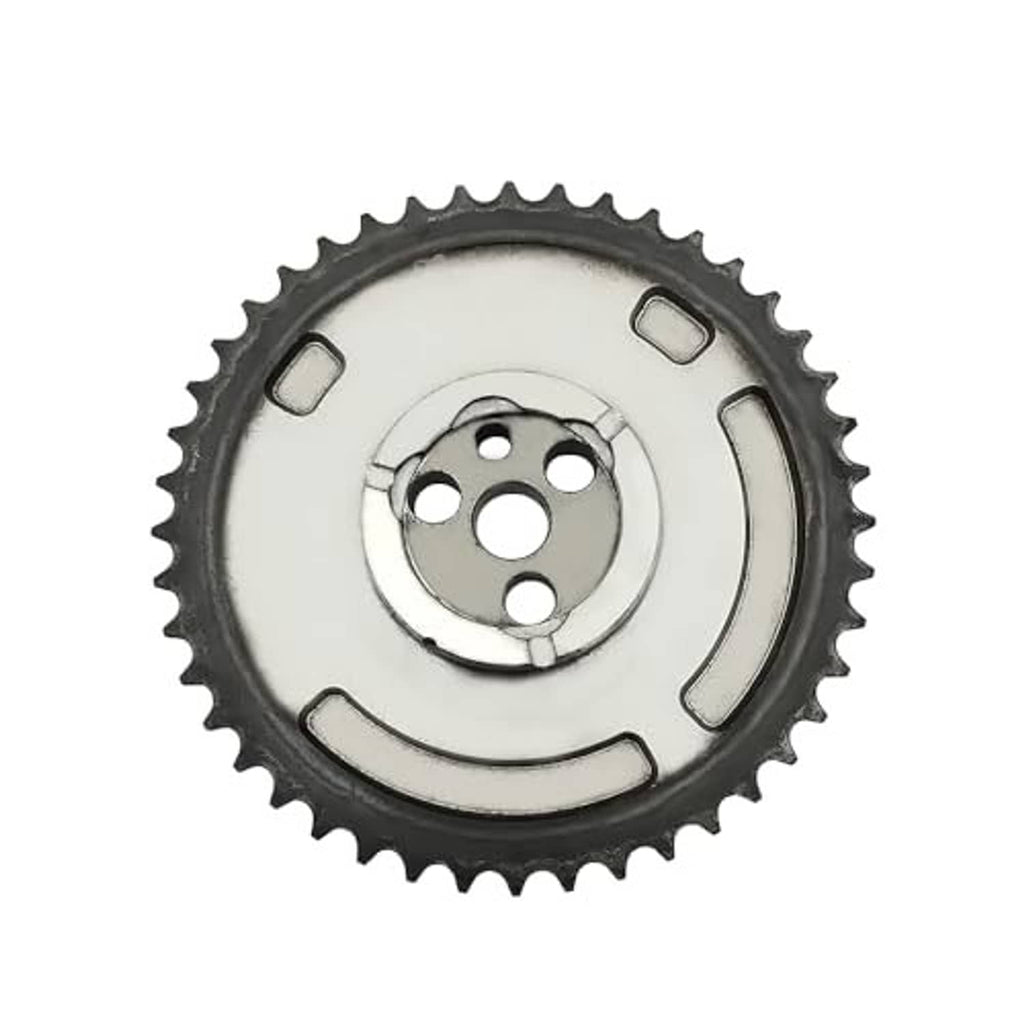 Engine timing camshaft sprocket gear showing teeth and three mounting bolt holes